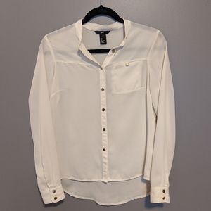 H&M Cream Collarless Blouse